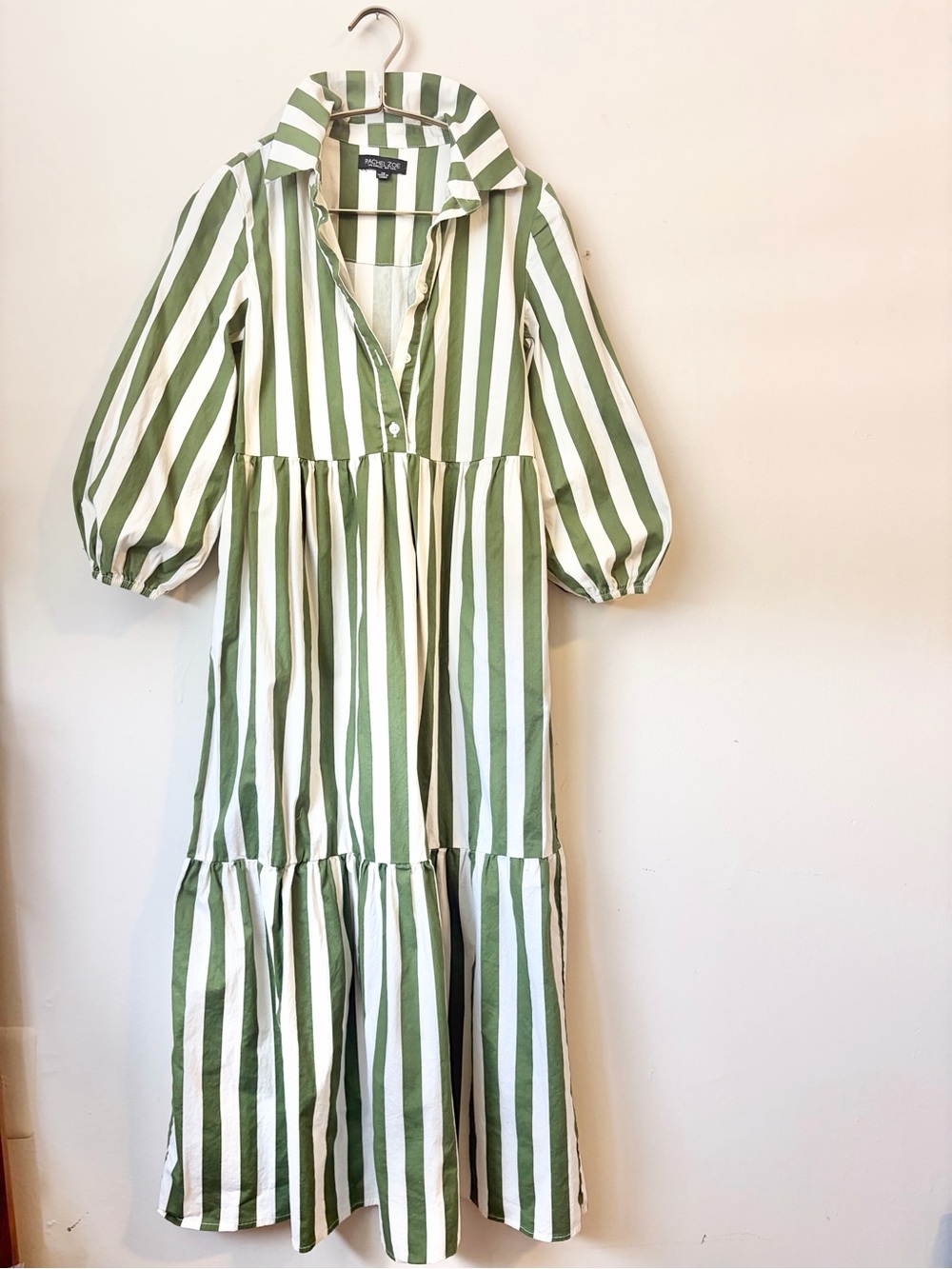 Rachel Zoe Olive Green and White Striped Dress